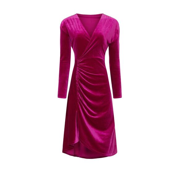 Atlein x RTR Pink Velvet Ruched Dress - Picture 4 of 5
